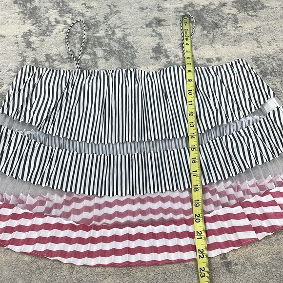 NWT Club Monaco Sunburst Tank Chemise Accordion Pleat Sheer Red White Gray M - Picture 9 of 15